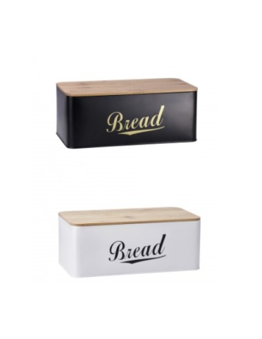 PORTAPANE E PORTAFRUTTA: vendita online PORTAPANE 85624 LATTA NERO TAPPO BAMBOO 33X18X12CM in offerta