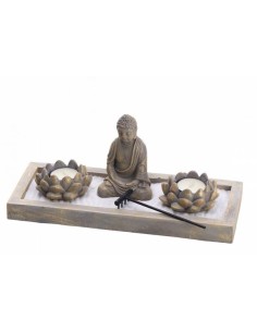 OGGETTISTICA: vendita online GIARDINO ZEN 86991 CEMENTO CON 2 PORTACANDELE 30X12X12CM in offerta