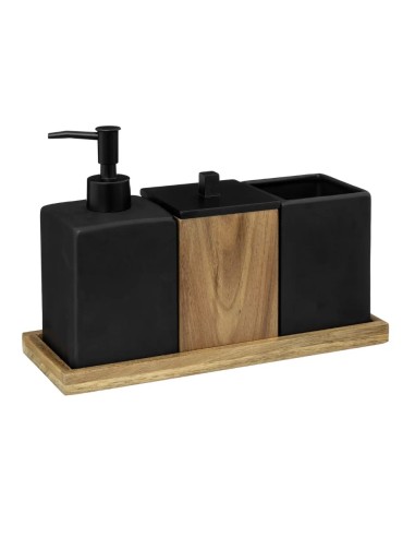 SET ACCESSORI BAGNO 174839 CERAMICA/LEGNO su Shop in Casa