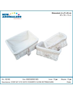 OGGETTISTICA: vendita online CESTINO CUORE VIMINI BIANCO FODERATO 02182 in offerta