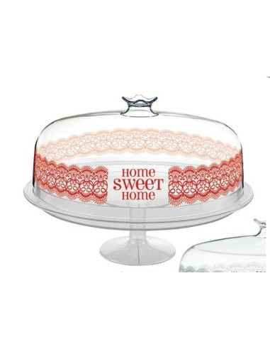 PORTA TORTE - DOLCI: vendita online ALZATA 1396 34CM CON COPERCHIO HOME SWEET HOME in offerta