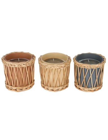 CANDELE: vendita online CANDELA VE206208 RATTAN/VETRO 270GR ASSORTITO in offerta