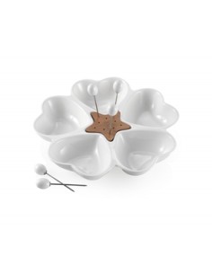 INSALATIERE E COPPETTE: vendita online ANTIPASTIERA MILLE CUORI PORCELLANA BIANCA/BAMBOO 56818 in offerta