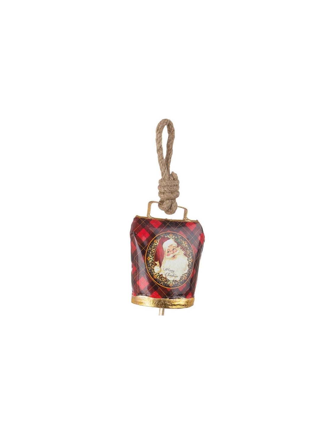 SFERE E PENDAGLI: vendita online Pendente Wendi Campana Tartan Babbo di Natale, La Magia di Natale a Casa Tua in offerta