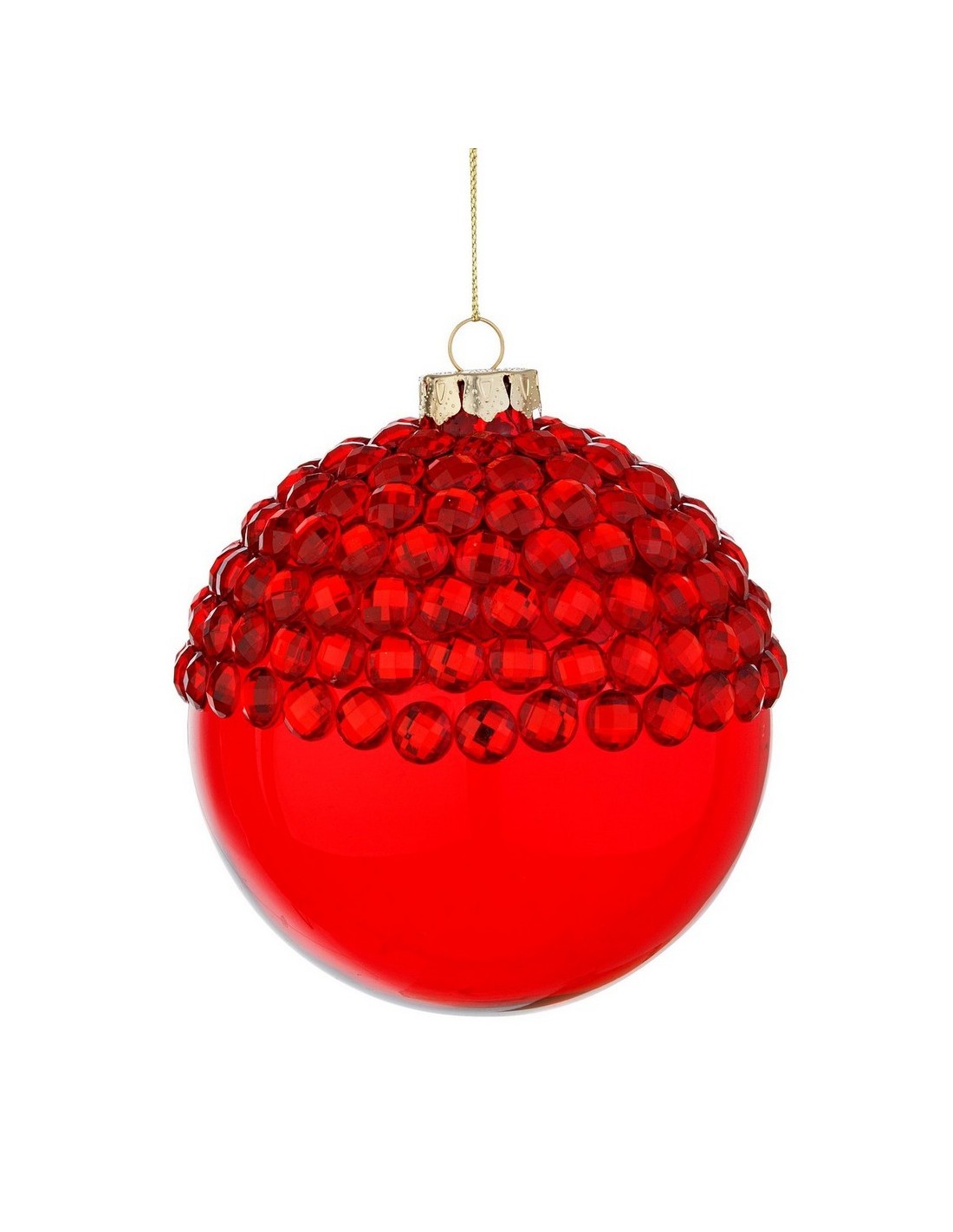SFERE E PENDAGLI: vendita online Sfera di Natale Jewel in Vetro 10cm Rossa, Porta la Magia di Natale a Casa Tua in offerta