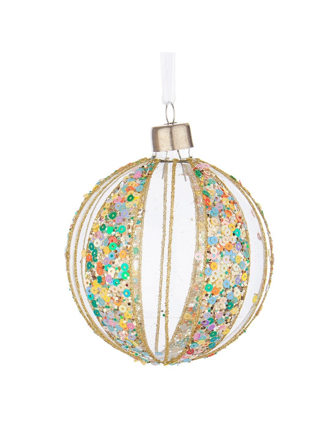 SFERE E PENDAGLI: vendita online Sfera di Natale in Vetro 8 cm Multicolor Spangly, Porta la Magia di Natale a Casa Tua con Co...