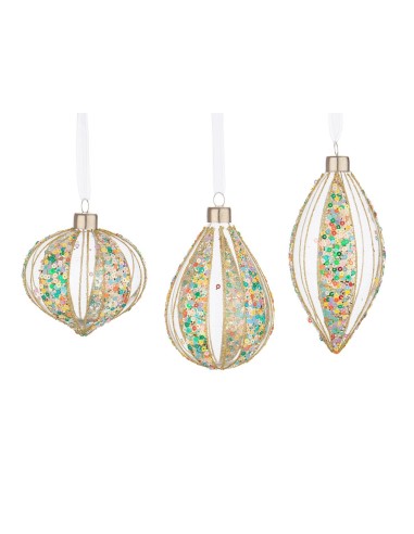SFERE E PENDAGLI: vendita online Pendente di Natale Spangly in Vetro Multicolor Forme Assortite, Decorazione di Natale per la...