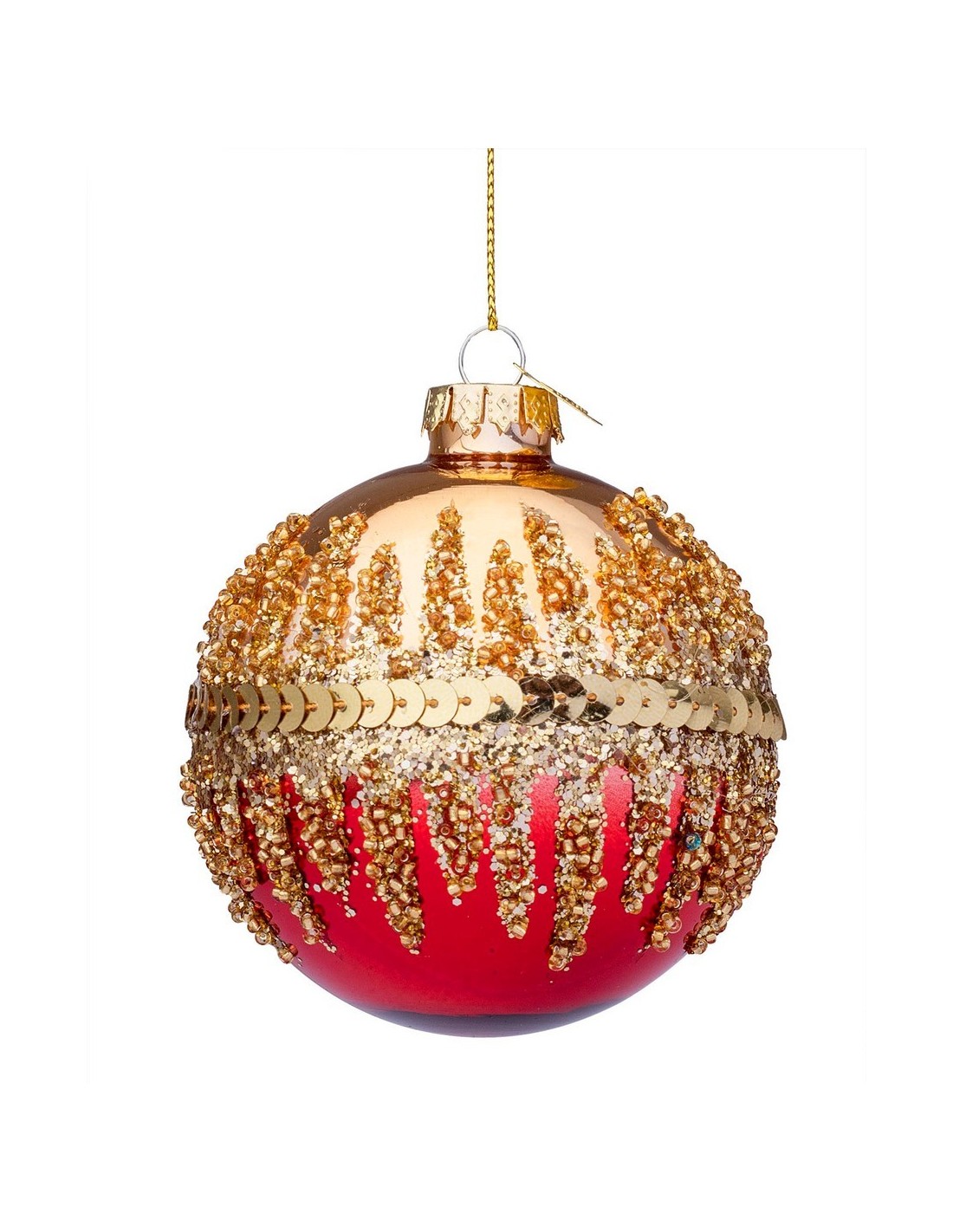 SFERE E PENDAGLI: vendita online Sfera Show in Vetro 8 cm Rosso/Oro, Elegante Decorazione Natalizia per Aggiungere la Magia d...