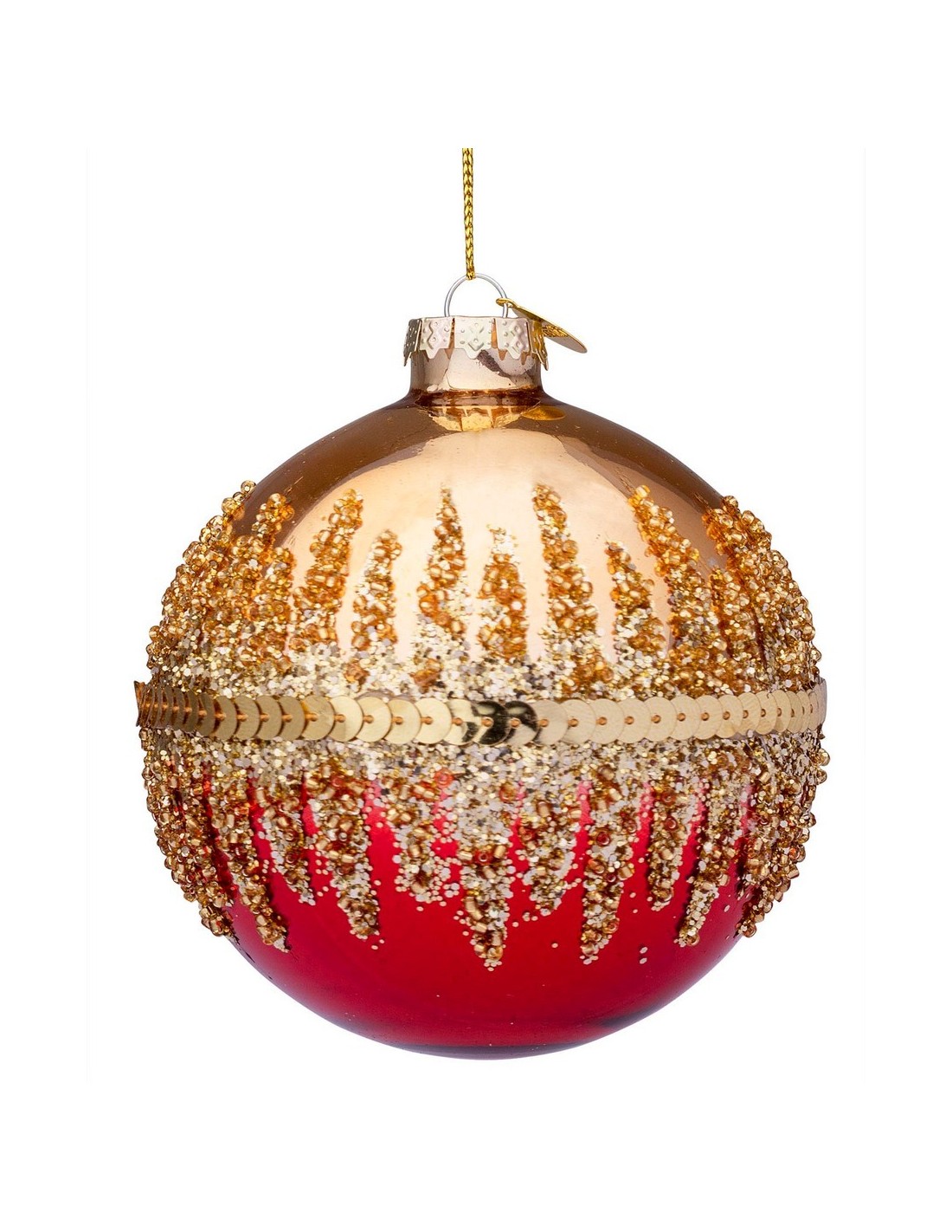 SFERE E PENDAGLI: vendita online Sfera Show in Vetro 10 cm Rosso/Oro, Raffinata Decorazione Natalizia per Aggiungere la Magia...