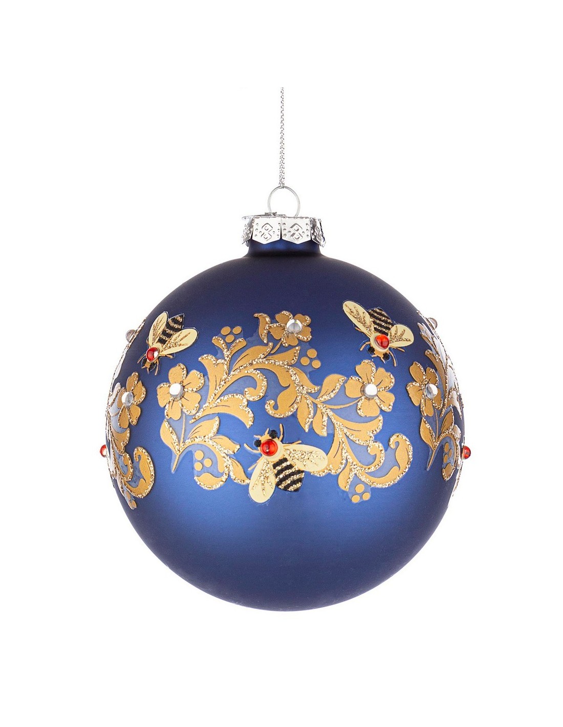 SFERE E PENDAGLI: vendita online Sfera in Vetro Honeybee Blu 10 cm, Elegante Decorazione Natalizia per Aggiungere la Magia di...