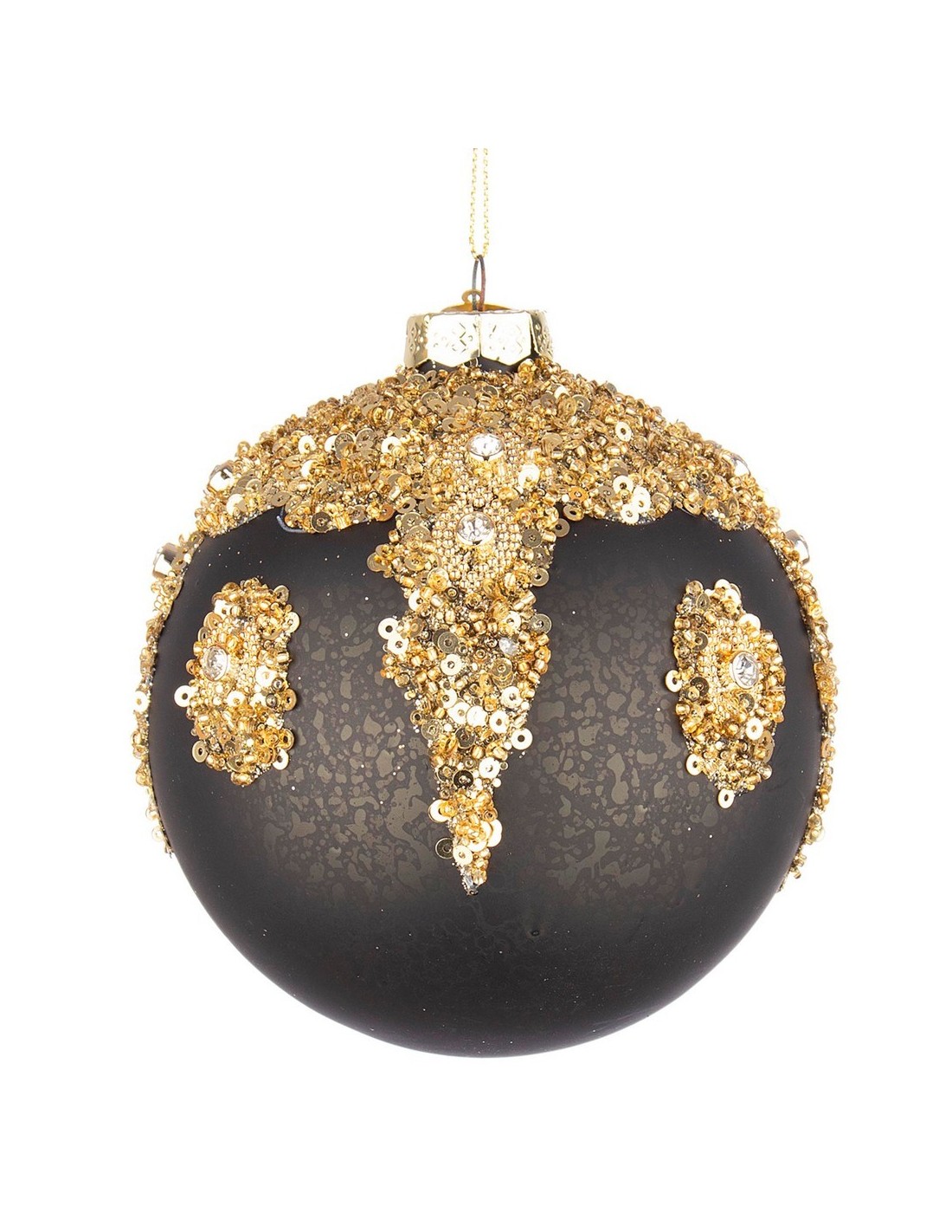 SFERE E PENDAGLI: vendita online Sfera in Vetro Melissa Nero-Oro D100, Decorazione Natalizia Elegante per Aggiungere la Magia...