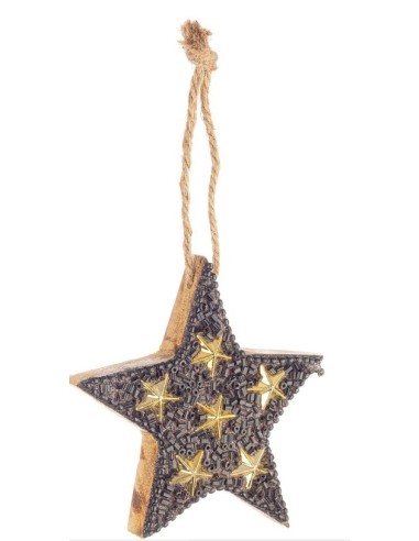 SFERE E PENDAGLI: vendita online Pendaglio di Natale Bernard Stella in Legno 8cm, La Magia di Natale per Decorazioni Natalizi...