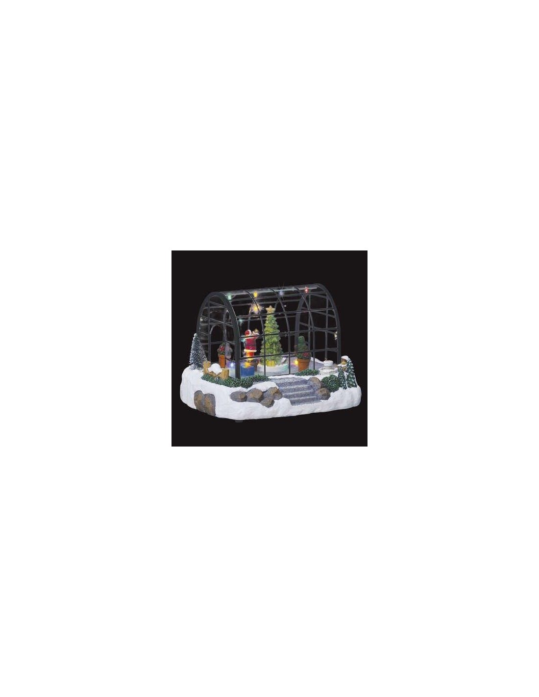 GIOSTRINE E VILLAGGI: vendita online SERRA DI BABBO NATALE 143323 CON LUCI 21,5X18X16,5CM in offerta