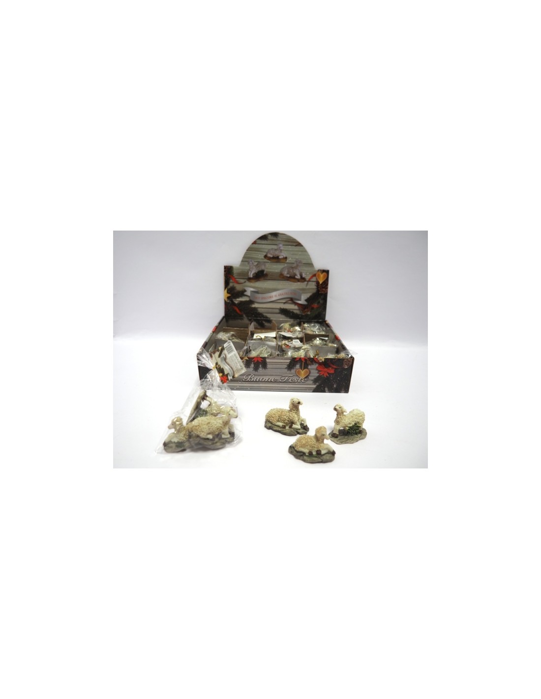 PERSONAGGI PRESEPE: vendita online Set 3 Pecore di Natale per Presepe 4x4,5x2,5cm, Statuine in Resina, Dettagli Realistici in...