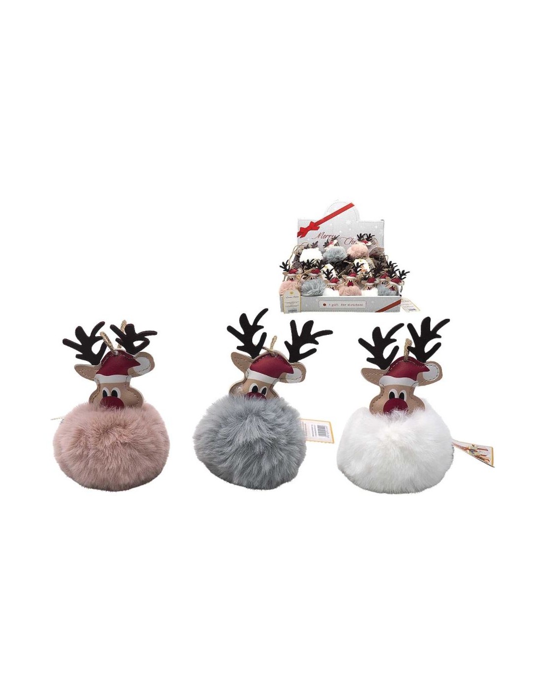 SFERE E PENDAGLI: vendita online PENDENTE 24509 RENNA 12CM BIANCA/GRIGIA in offerta