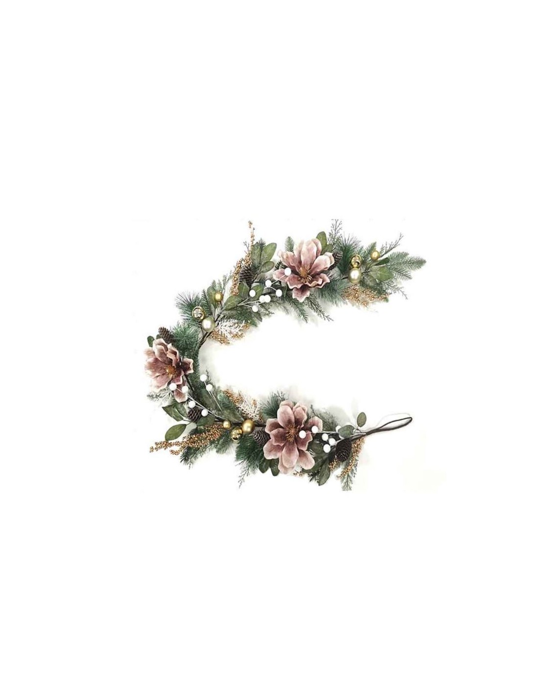 BOE E GHIRLANDE: vendita online GHIRLANDA 27494 160CM CON FIORI/PIGNE ROSA in offerta