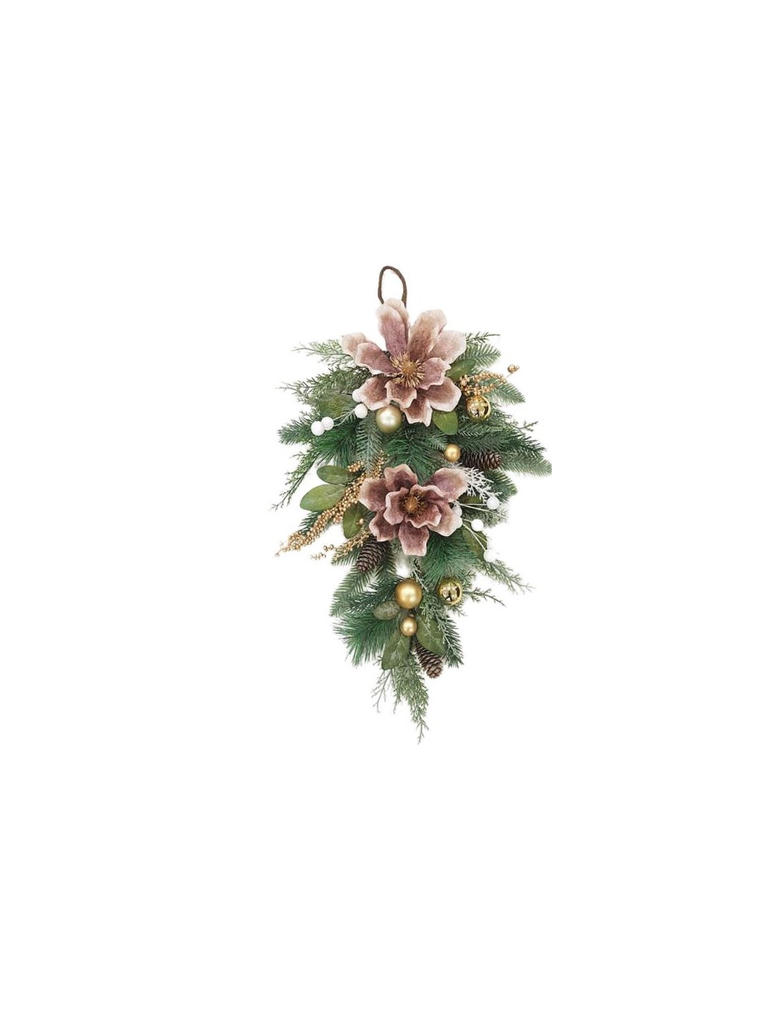 BOE E GHIRLANDE: vendita online DIETROPORTA 27497 GRAPPOLO 70CM FIORI/PIGNE ROSA in offerta