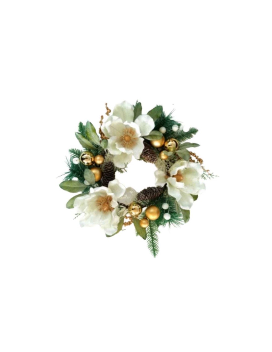 BOE E GHIRLANDE: vendita online CORONA 27828 C/FIORI E PIGNE 35CM BIANCA in offerta