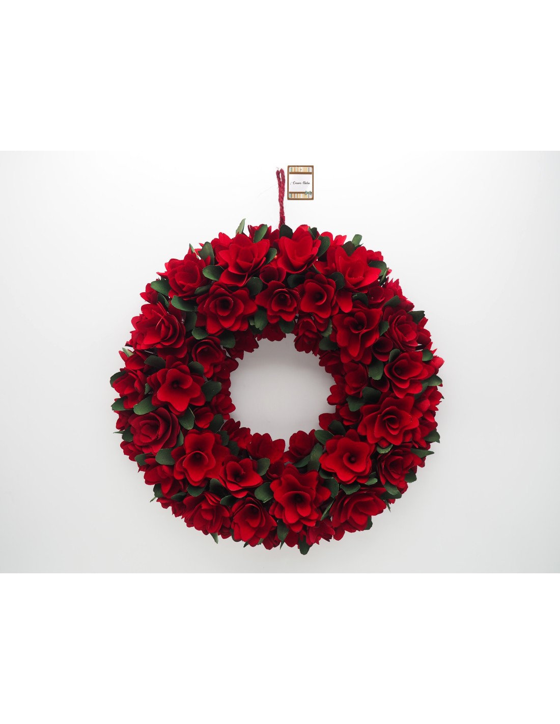 BOE E GHIRLANDE: vendita online CORONA 19724 FIORI LEGNO 37CM ROSSO in offerta