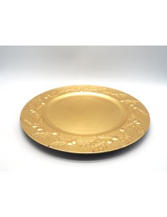 SOTTOPIATTI: vendita online Piatto Natalizio in Plastica Ø33cm con Bordo Oro e Decoro Pungitopo, Elegante Sottopiatto per Tav...