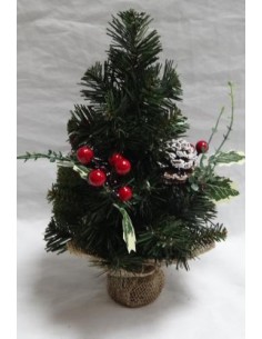OGGETTISTICA NATALE: vendita online Albero di Natale H30cm con Bacche Rosse e Pigne, Albero Decorativo da Tavolo, Addobbo Nat...