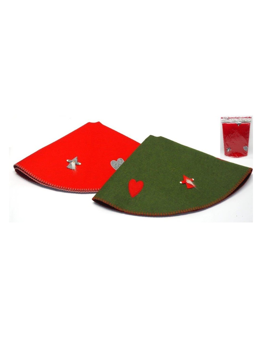OGGETTISTICA NATALE: vendita online COPRIALBERO PANNO ROSSO/VERDE D100CM DECORO NATALIZIO in offerta