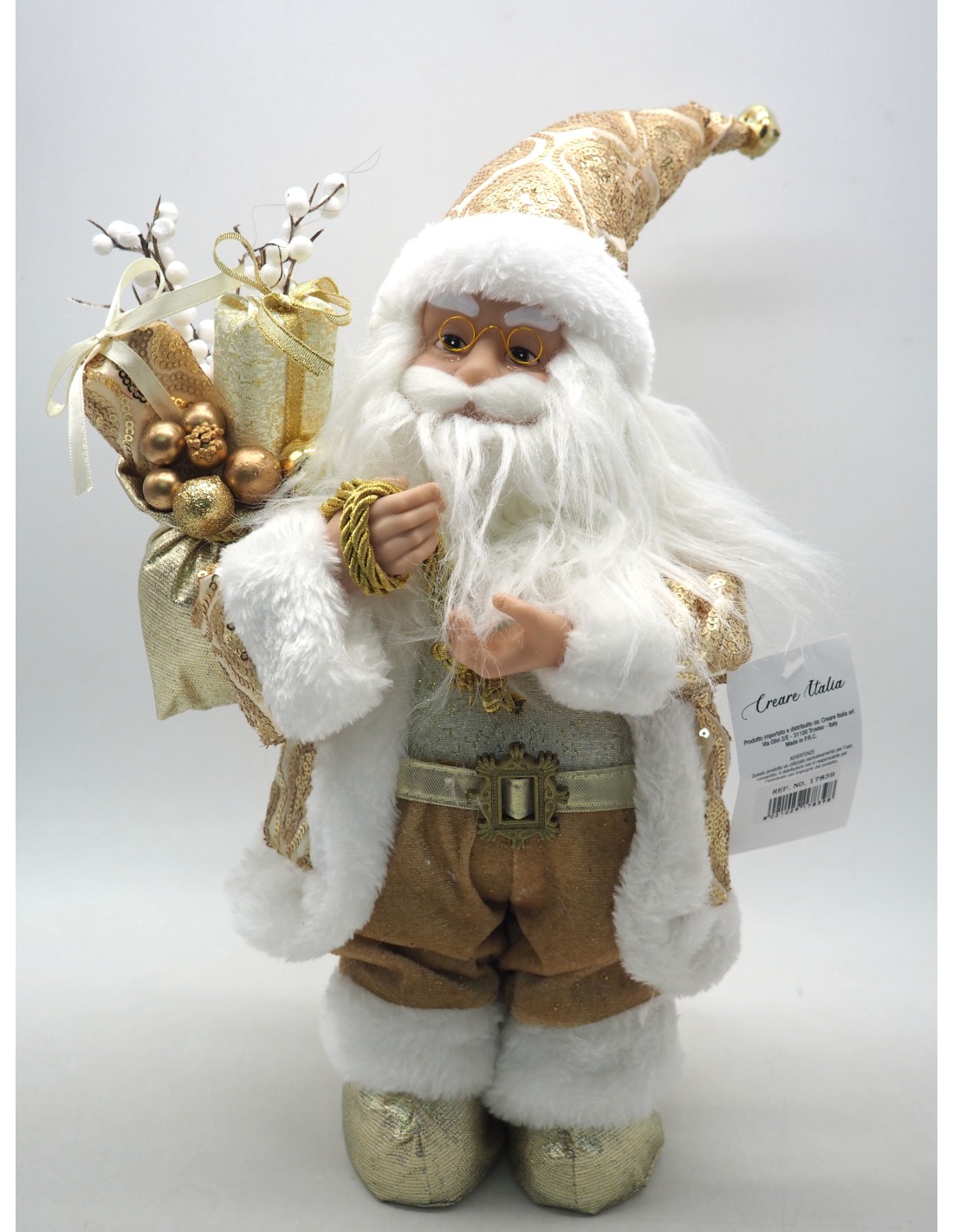 OGGETTISTICA NATALE: vendita online BABBO NATALE IN PIEDI H35CM CON CARILLON VESTE ORO in offerta