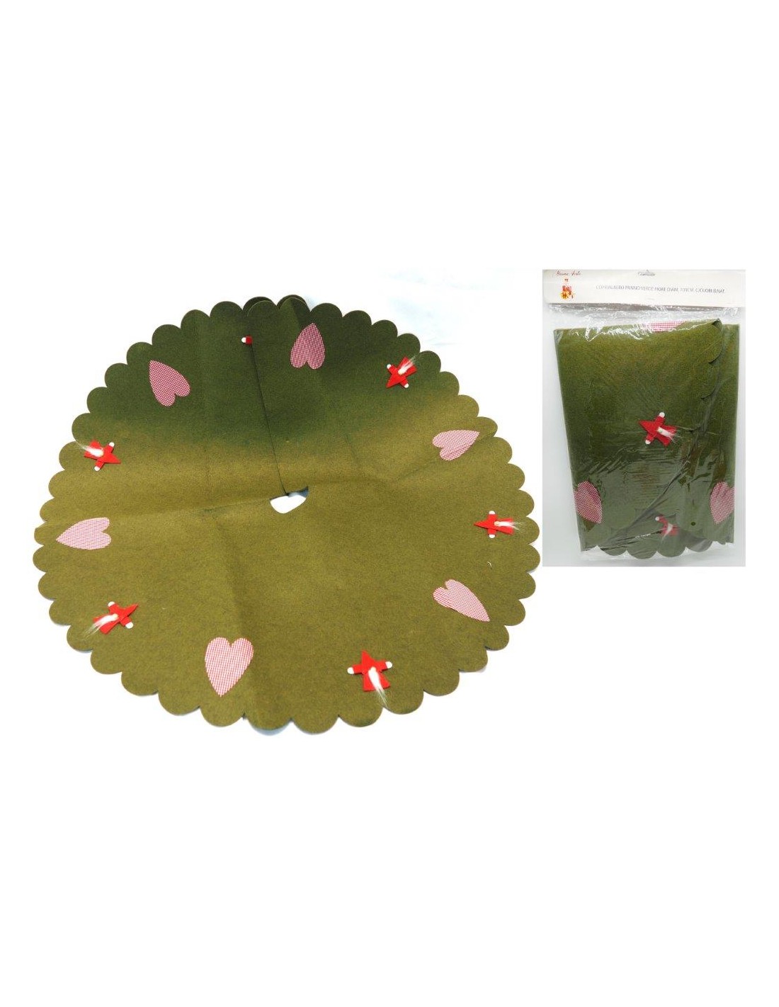 OGGETTISTICA NATALE: vendita online COPRIALBERO PANNO VERDE D100CM DECORO NATALIZIO in offerta