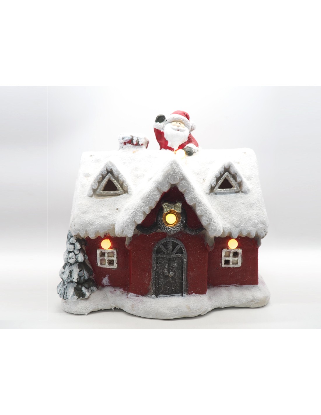 OGGETTISTICA NATALE: vendita online CASA ROSSA INNEVATA 39X44X27CM LUCI E MUSICA in offerta