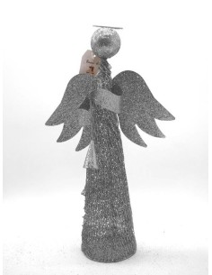 SFERE E PENDAGLI: vendita online PUNTALE ANGELO H40CM TROMBA ARGENTO in offerta