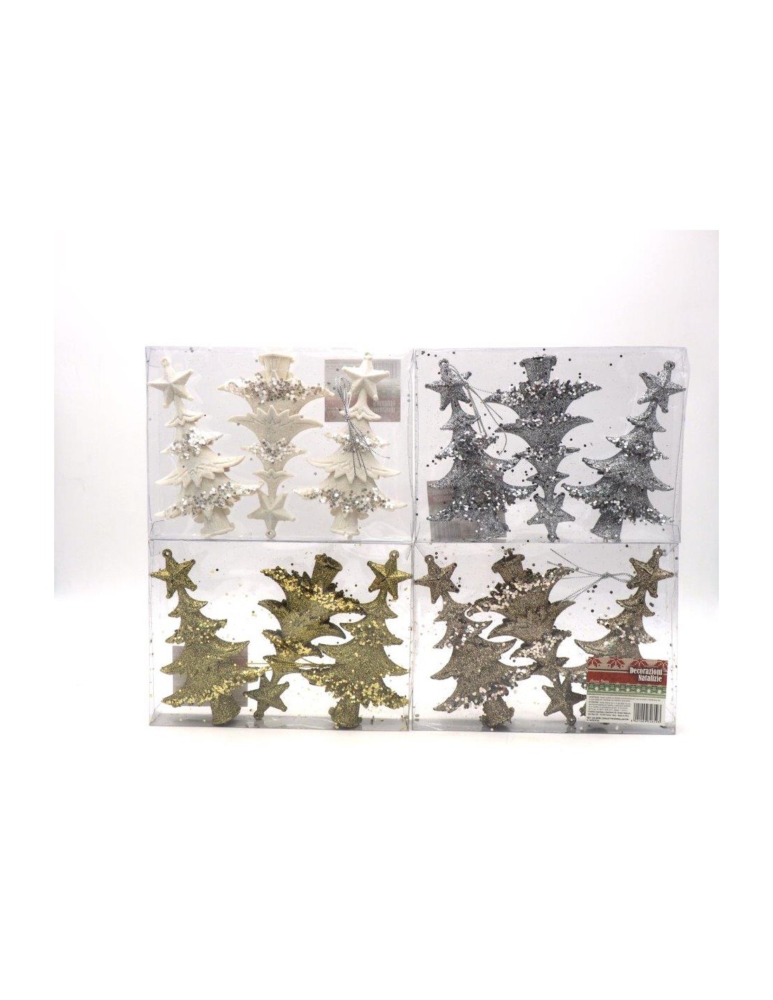 OGGETTISTICA NATALE: vendita online SET 3 ALBERELLI CON PAILETTES COLORI ASSORTITI in offerta