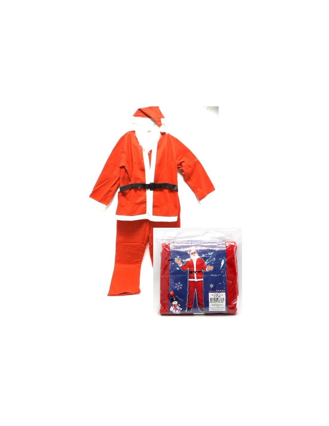 OGGETTISTICA NATALE: vendita online VESTITO BABBO NATALE XXXXL CON BARBA CAPPELLO E CINTURA in offerta