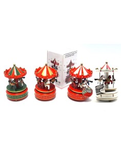 GIOSTRINE E VILLAGGI: vendita online Giostra Cavalli con Carillon 10xH14cm di Natale, Decorazione Musicale in 4 Colori Assort...