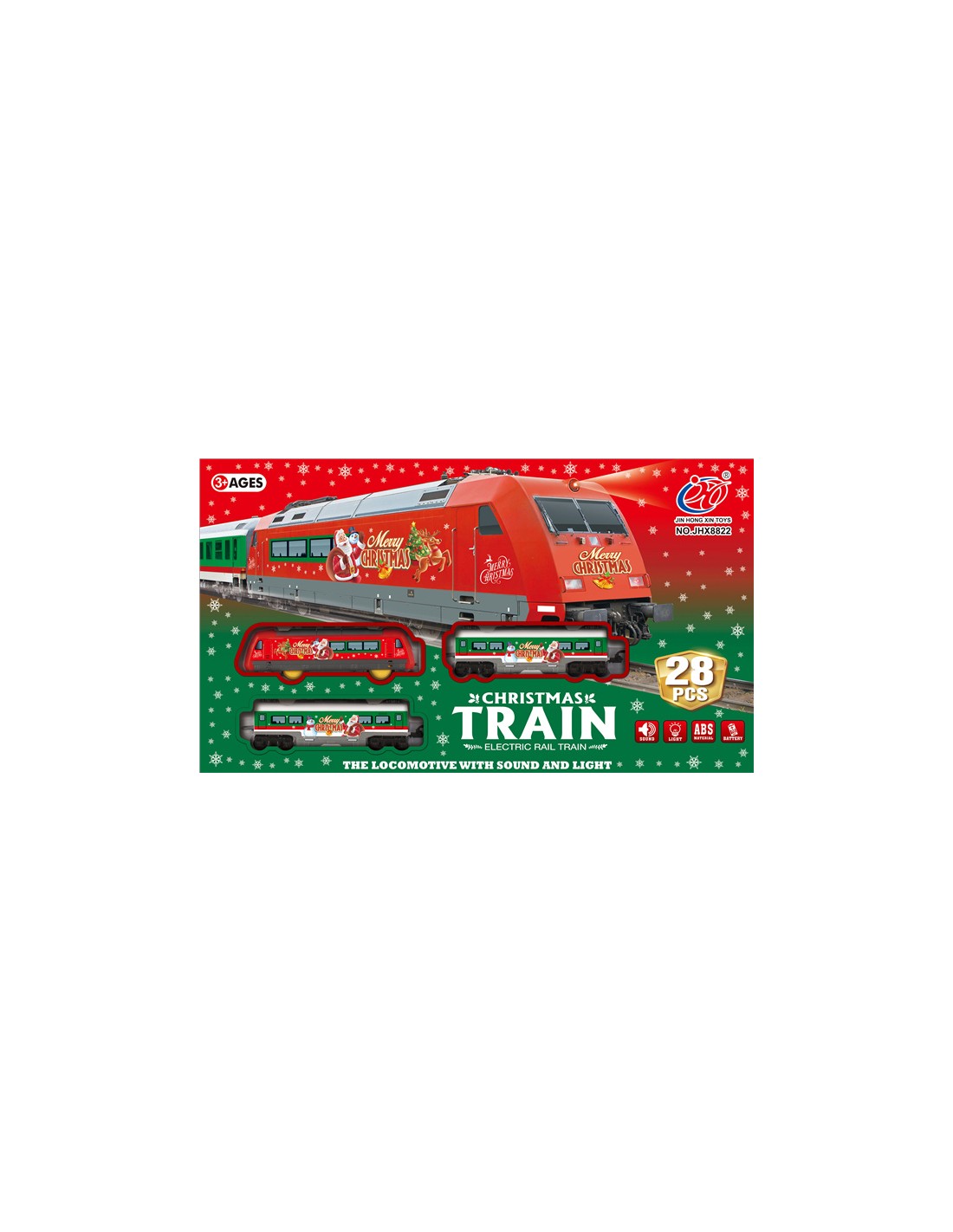 OGGETTISTICA NATALE: vendita online TRENINO CHRISTMAS TRAIN 59X6,5X33,5CM LUCI E SUONI in offerta