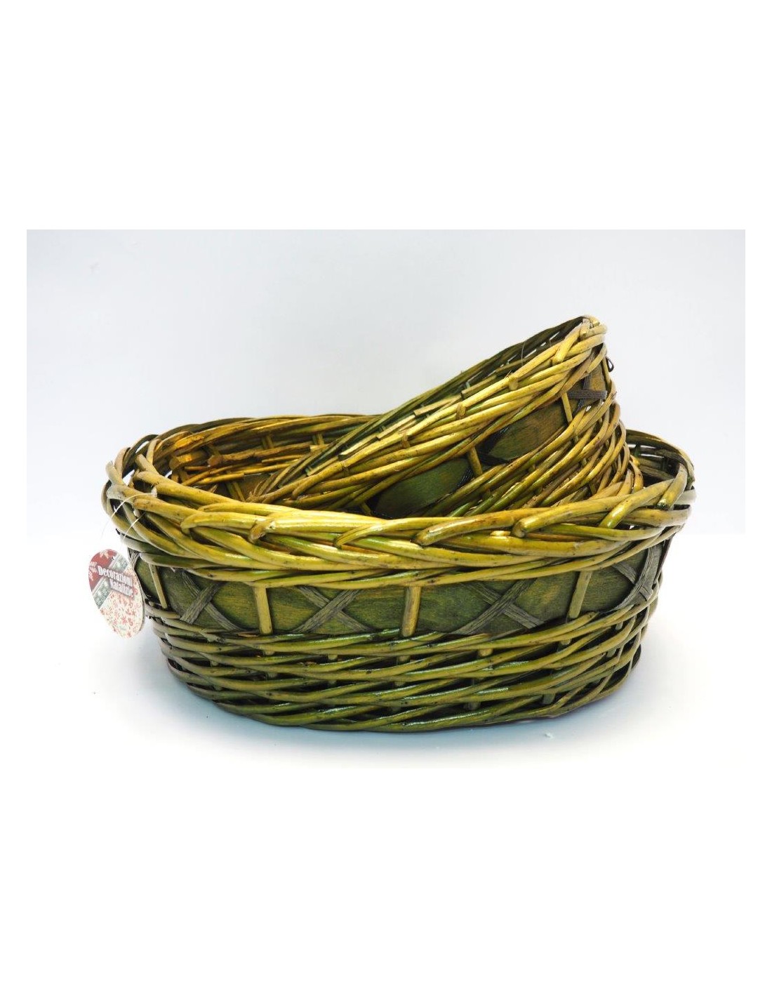 CESTERIA: vendita online CESTO OVALE LEGNO VERDE 32X26X12CM 01837 in offerta