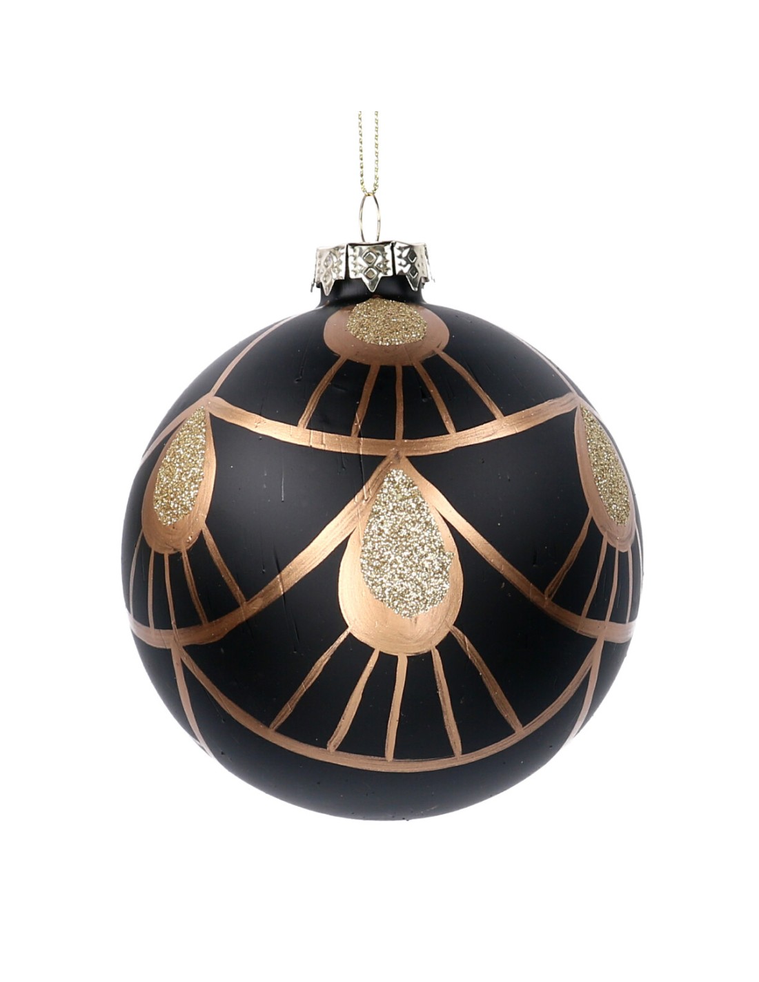 SFERE E PENDAGLI: vendita online SFERA VETRO 8CM NERO/ORO in offerta