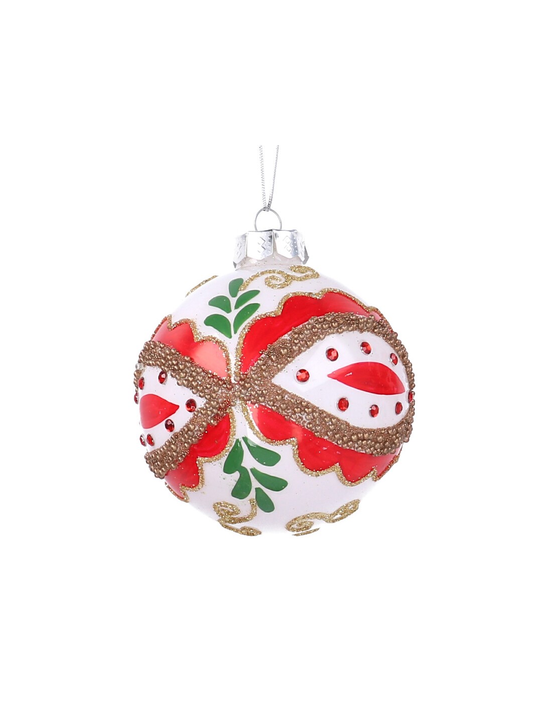 SFERE E PENDAGLI: vendita online SFERA VETRO BIANCO/ROSSO 8CM in offerta