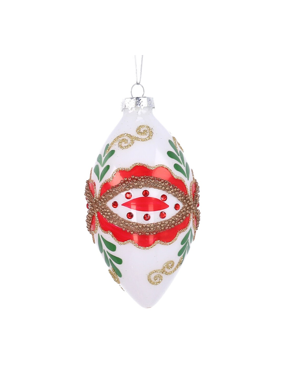 SFERE E PENDAGLI: vendita online SFERA GOCCIA VETRO 8CM BIANCO/ROSSO in offerta
