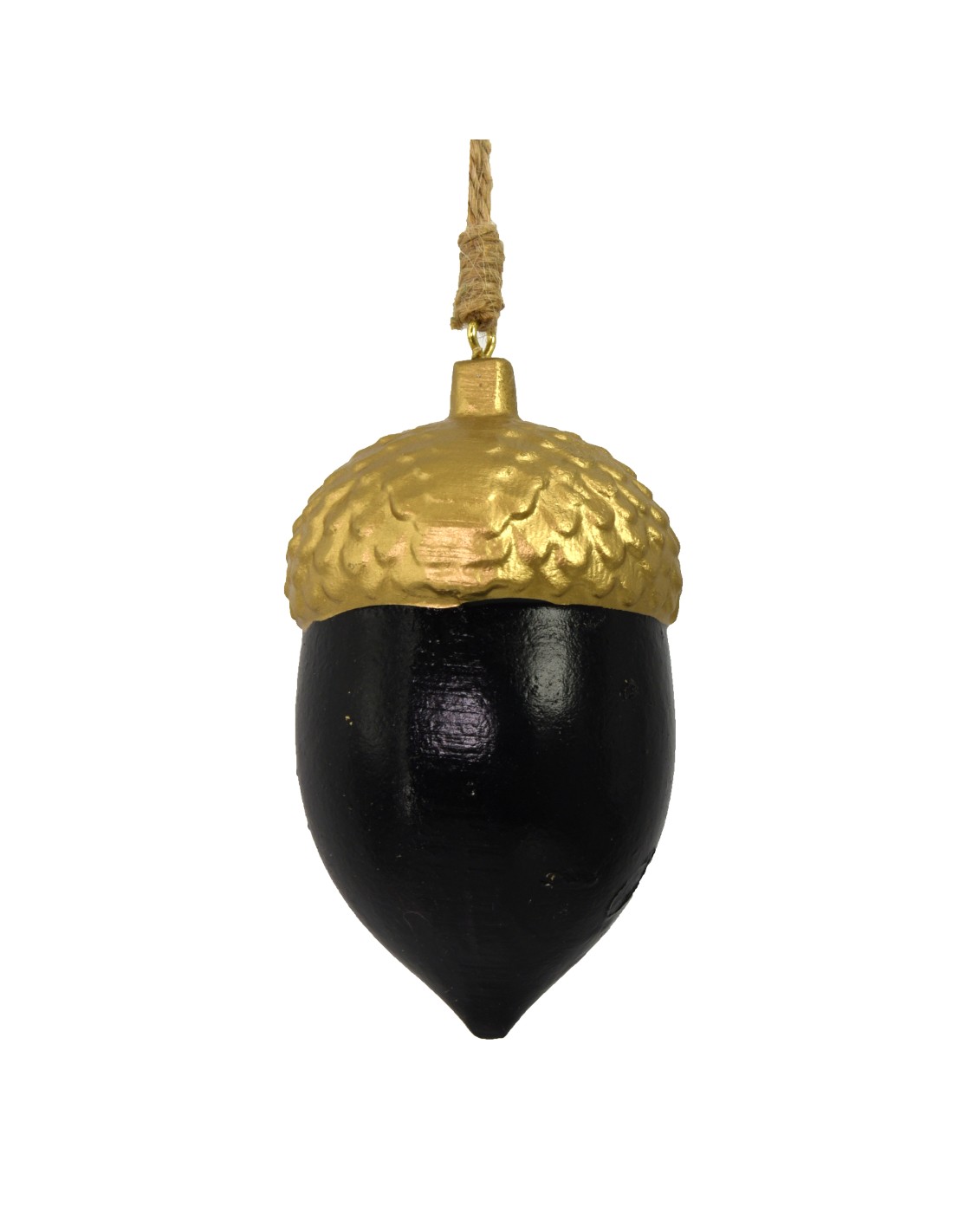 SFERE E PENDAGLI: vendita online PENDENTE GHIANDA LEGNO NERO/ORO 5,5X5,5X10CM in offerta