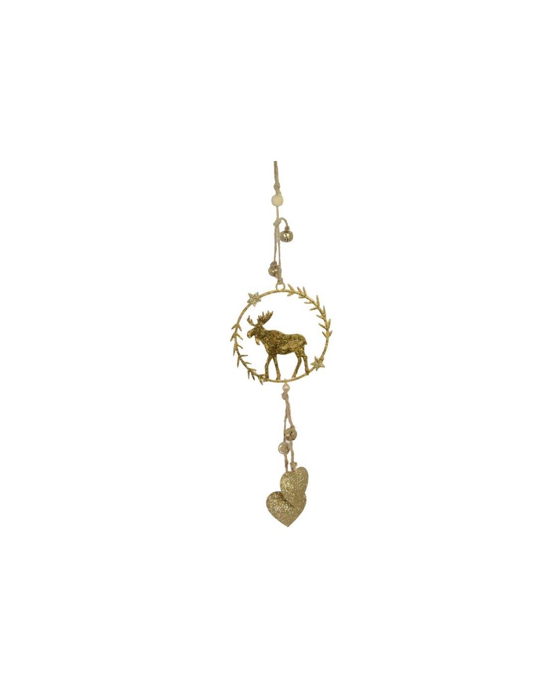 SFERE E PENDAGLI: vendita online PENDENTE RENNA METALLO GHIRLANDA ORO 9X42CM in offerta