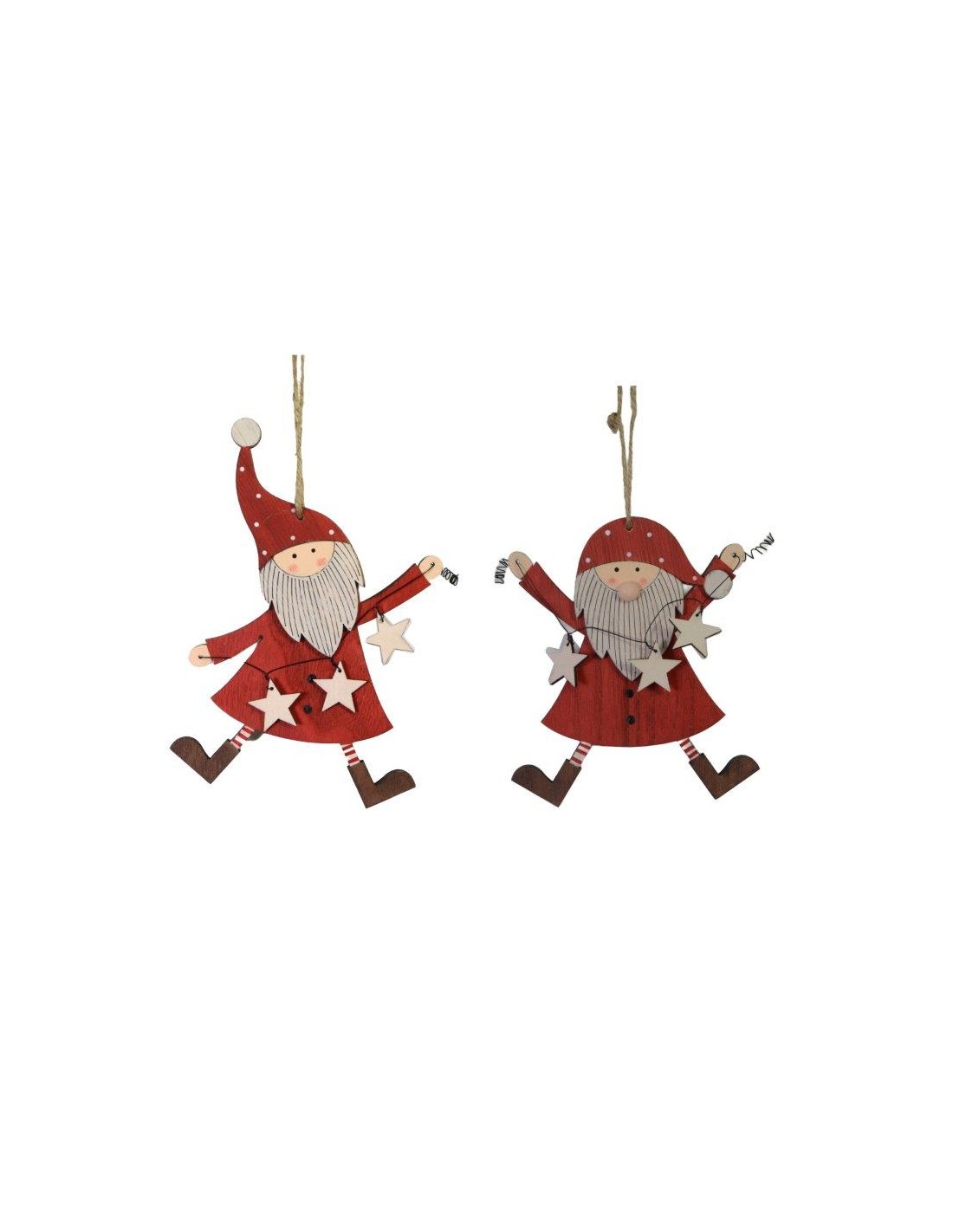 SFERE E PENDAGLI: vendita online PENDENTE BABBO NATALE LEGNO ROSSO 12X17CM ASSORTITO in offerta
