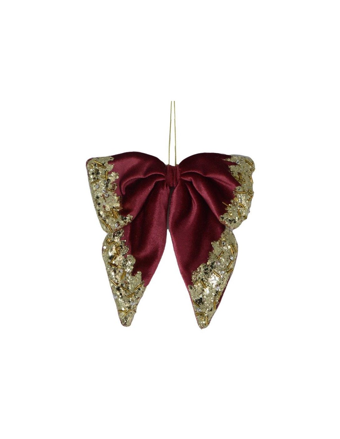 SFERE E PENDAGLI: vendita online PENDENTE FIOCCO TESSUTO BORDEAUX/ORO 20X20CM in offerta
