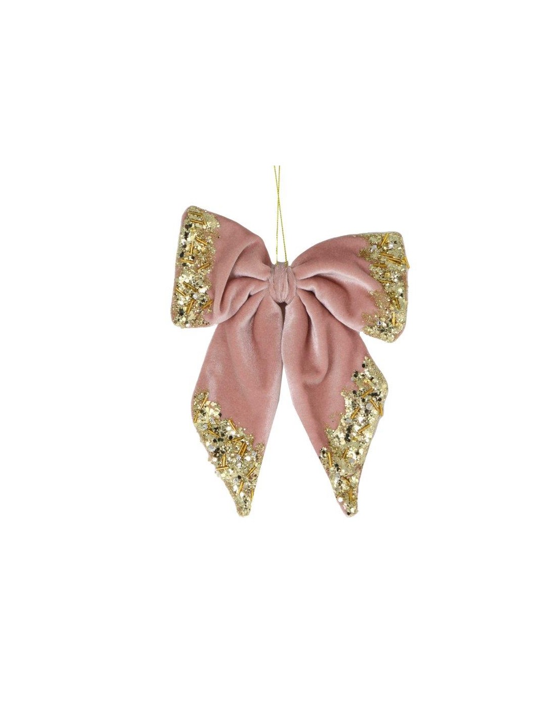 SFERE E PENDAGLI: vendita online PENDENTE FIOCCO TESSUTO ROSA/ORO 20X20CM in offerta