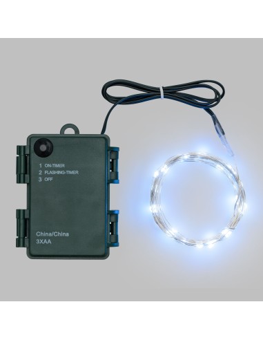 LUCI DI NATALE: vendita online Luci di Natale Catena Lineare da 8mt con 80 MicroLED Bianca con Comando e Timer, IP44 in offerta