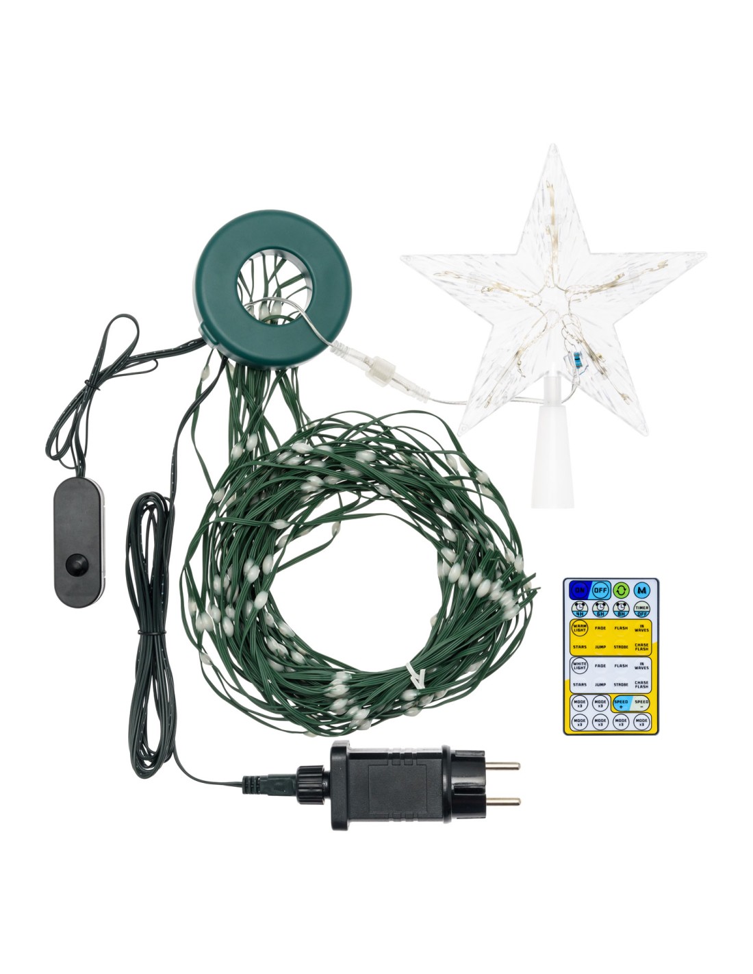LUCI DI NATALE: vendita online Tenda di Natale Verde H180cm con 304 GOCCE di Luce PIXEL LED WW+W per Alberi in offerta