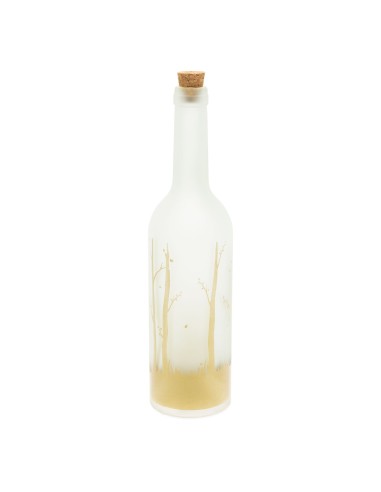 LUCI DI NATALE: vendita online Bottiglia di Natale Magic 7x29cm in vetro bianco oro con proiezione LED renne, luce calda in o...