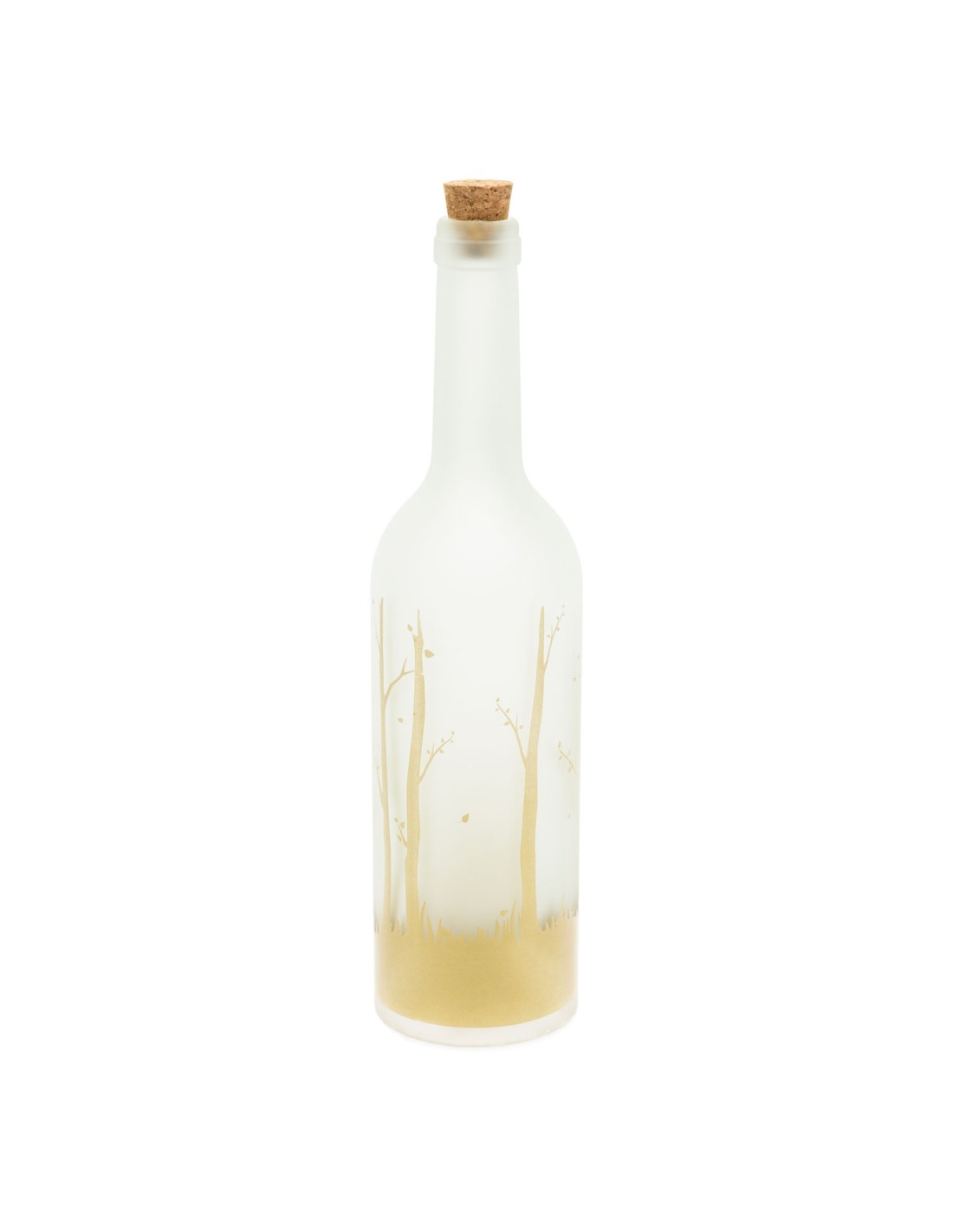 LUCI DI NATALE: vendita online Bottiglia di Natale Magic 7x29cm in vetro bianco oro con proiezione LED renne, luce calda in o...