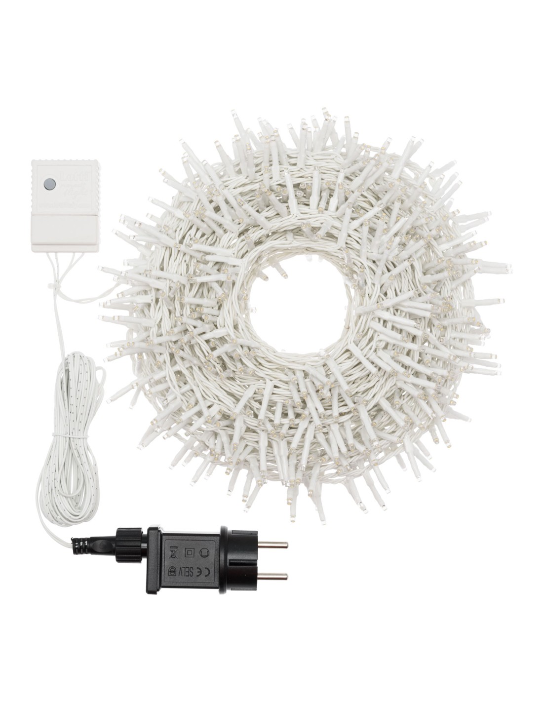 LUCI DI NATALE: vendita online Catena di Natale Ø6cm 30m 1000 MiniLED Bianco Ice, Cavo Bianco, 7 Giochi Luce, Timer in offerta