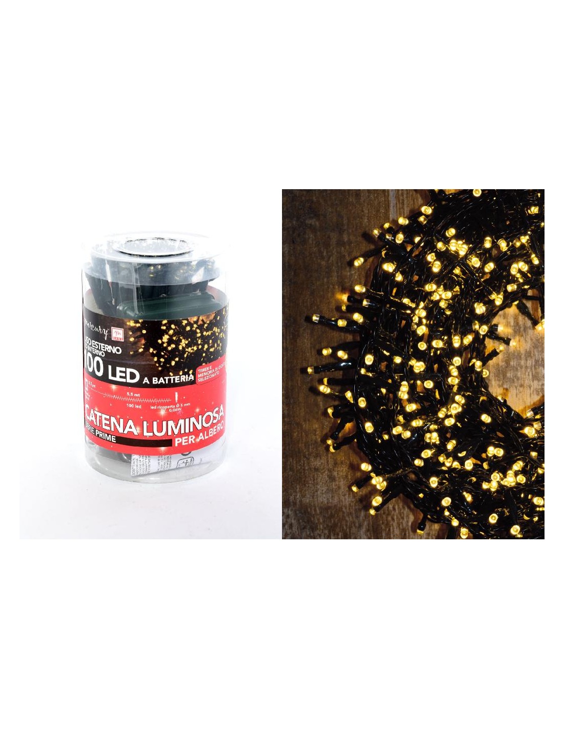 LUCI DI NATALE: vendita online Serie Luminosa Catena 100 LED Bianco Caldo di Natale - La Magia di Natale a casa tua! in offerta