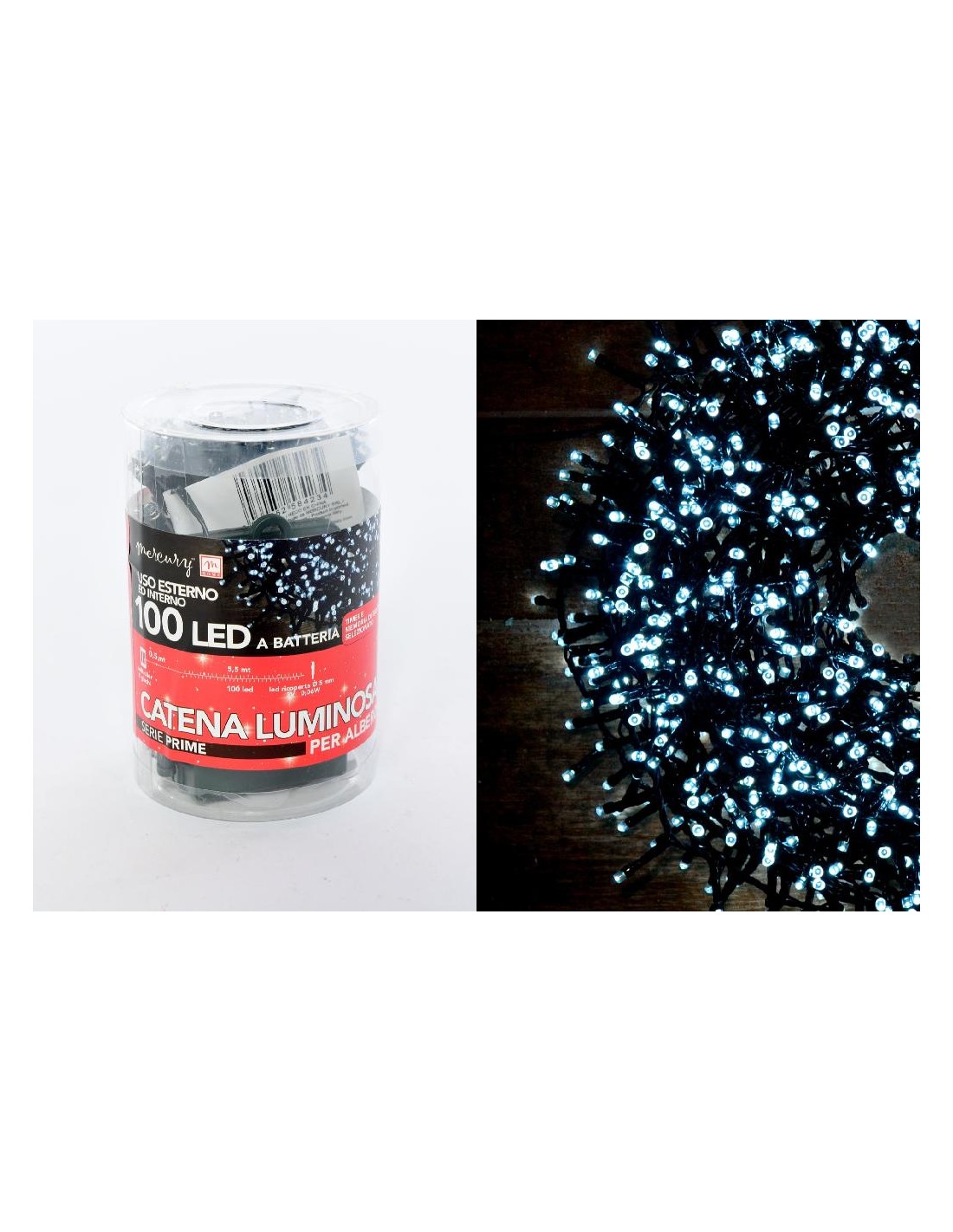 LUCI DI NATALE: vendita online Serie Luminosa Catena 100 LED Bianco di Natale - La Magia di Natale a casa tua! in offerta